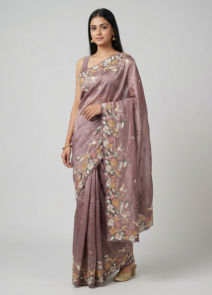 Purple Georgette Saree With Blouse Piece