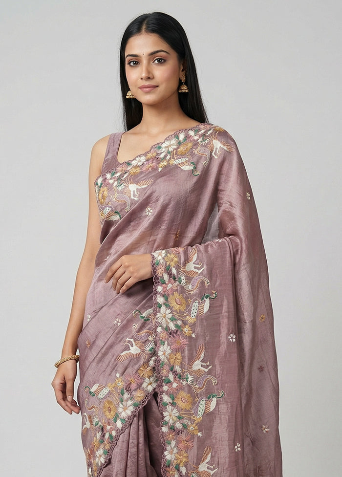 Purple Georgette Saree With Blouse Piece