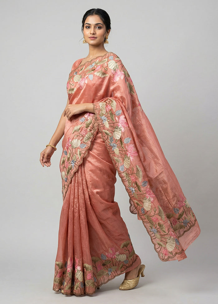 Pink Georgette Saree With Blouse Piece