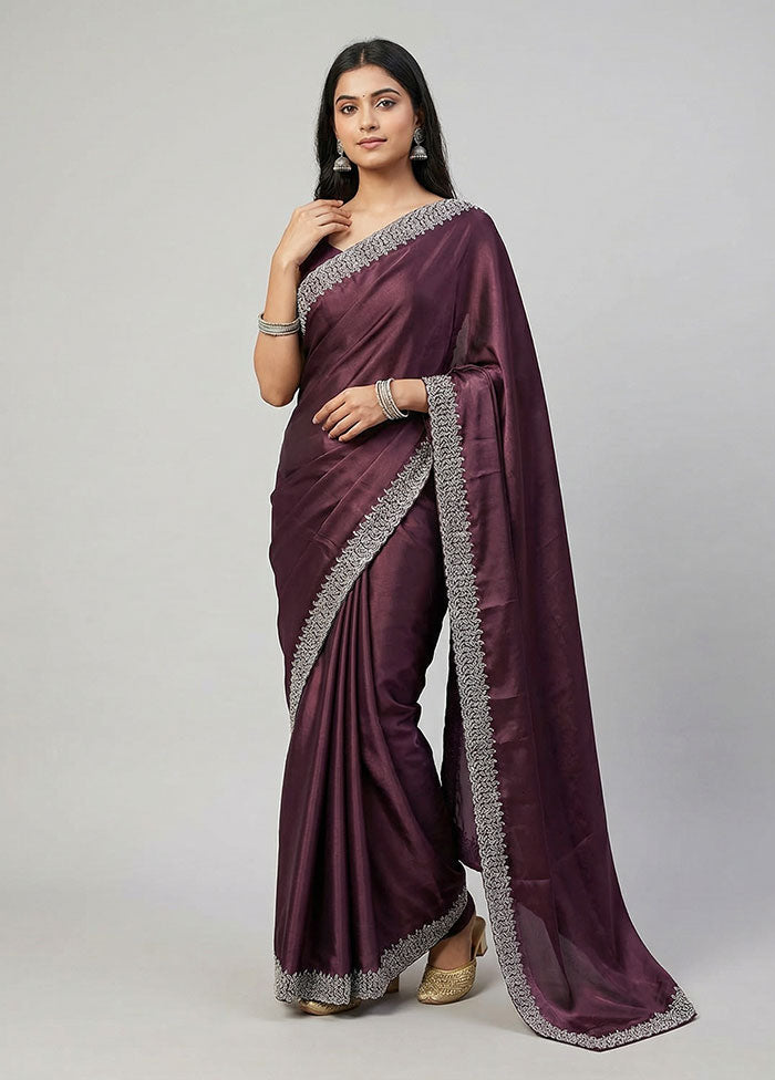 Brown Dupion Silk Saree With Blouse Piece