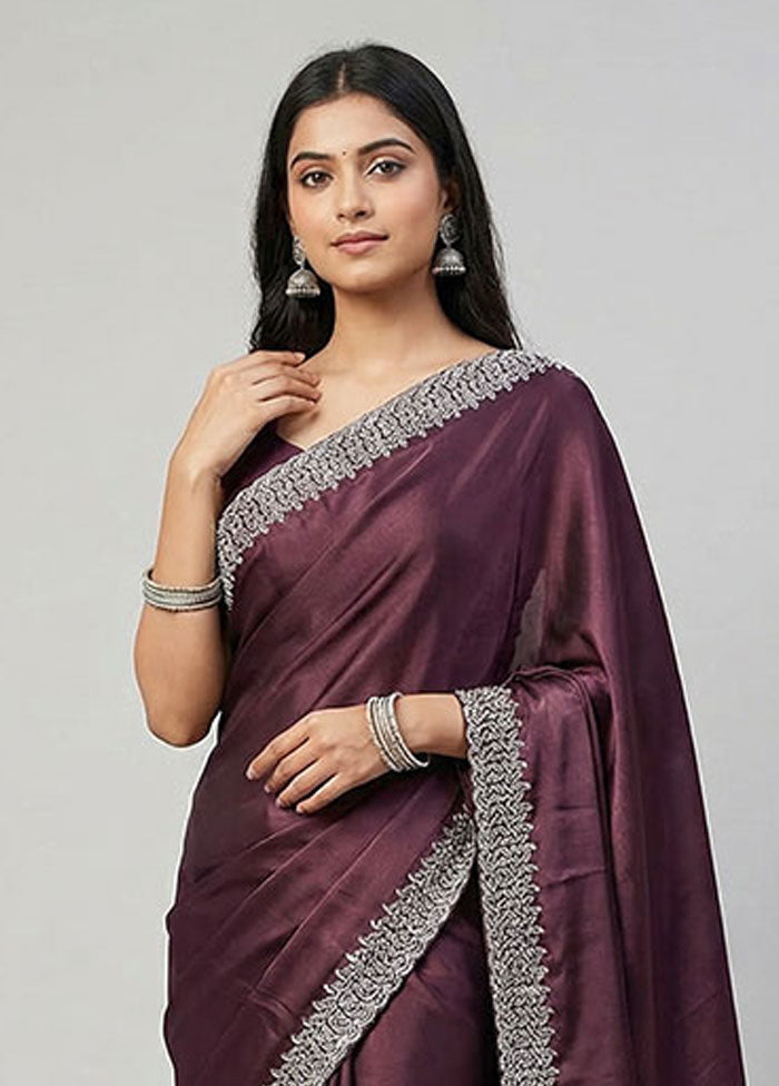 Brown Dupion Silk Saree With Blouse Piece