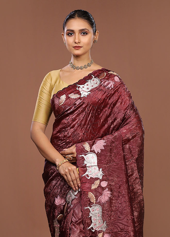 Purple Tissue Silk Saree With Blouse Piece