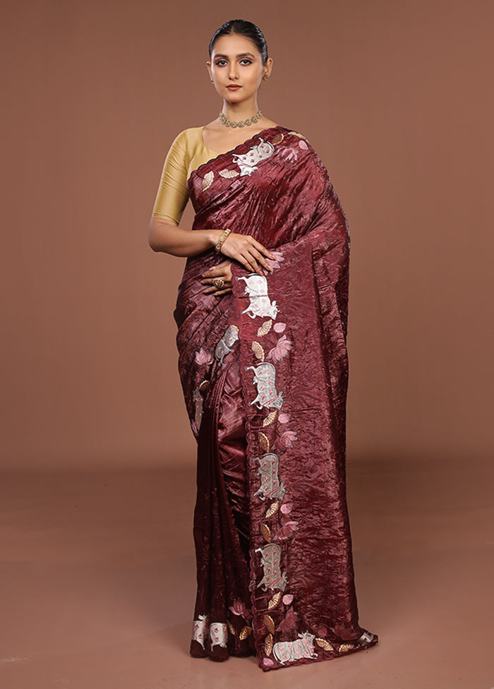 Purple Tissue Silk Saree With Blouse Piece