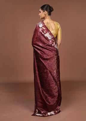 Purple Tissue Silk Saree With Blouse Piece