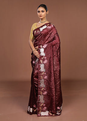 Purple Tissue Silk Saree With Blouse Piece