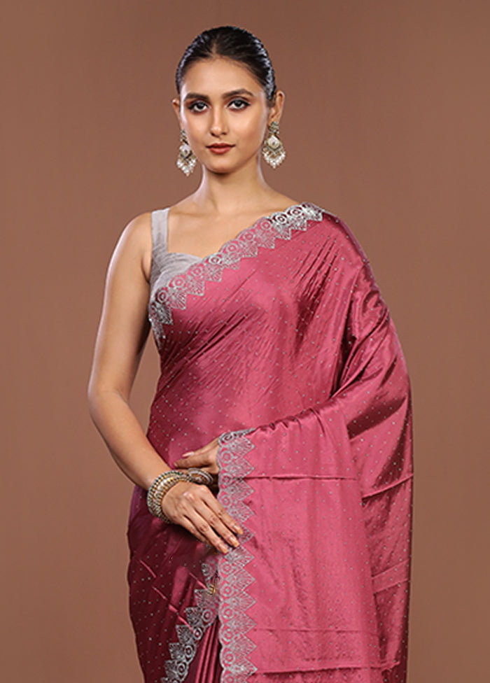 Pink Dupion Silk Saree With Blouse Piece