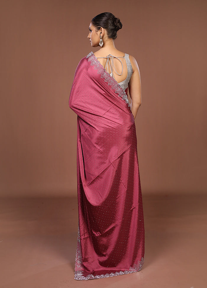 Pink Dupion Silk Saree With Blouse Piece
