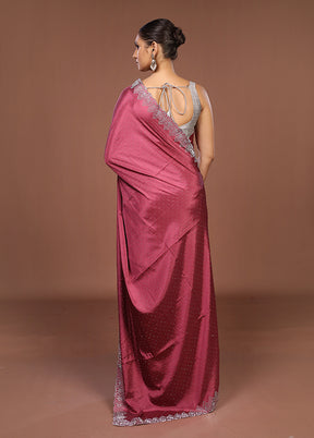 Pink Dupion Silk Saree With Blouse Piece