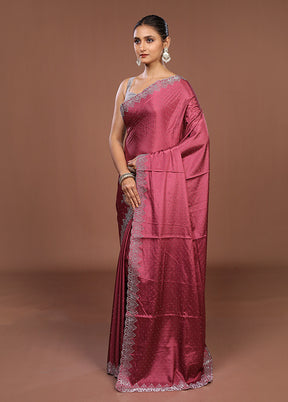 Pink Dupion Silk Saree With Blouse Piece