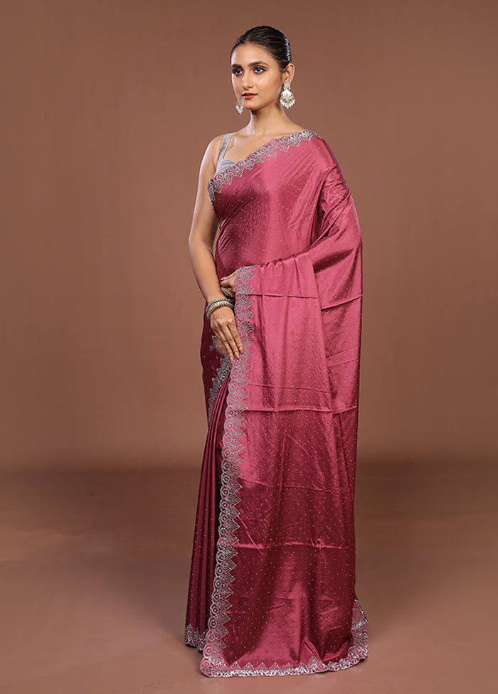 Pink Dupion Silk Saree With Blouse Piece