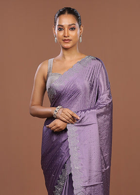 Purple Dupion Silk Saree With Blouse Piece