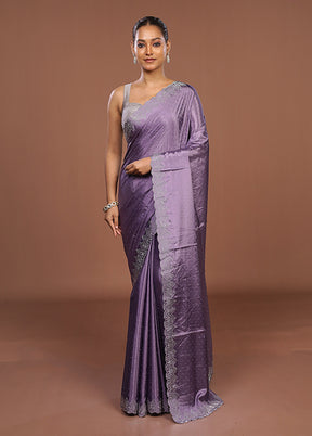 Purple Dupion Silk Saree With Blouse Piece
