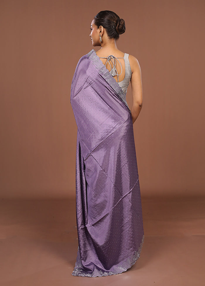 Purple Dupion Silk Saree With Blouse Piece