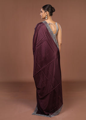 Purple Dupion Silk Saree With Blouse Piece