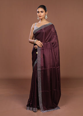 Purple Dupion Silk Saree With Blouse Piece