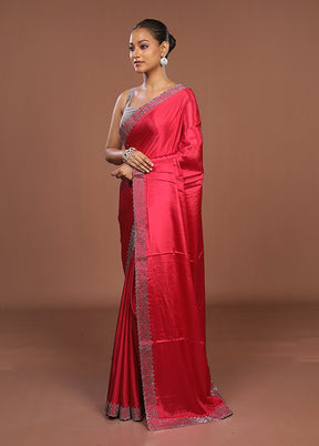 Pink Dupion Silk Saree With Blouse Piece