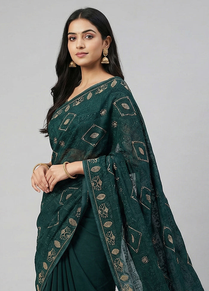 Blue Dupion Silk Saree With Blouse Piece
