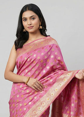 Pink Dupion Silk Saree With Blouse Piece