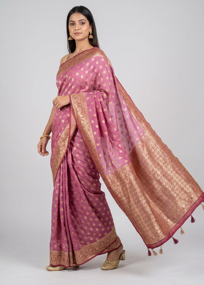 Pink Dupion Silk Saree With Blouse Piece