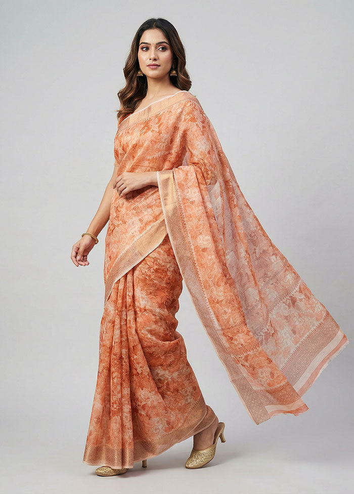 Pink Cotton Saree With Blouse Piece