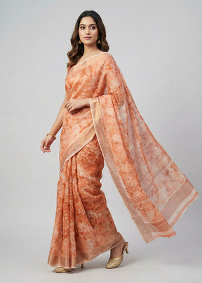 Pink Cotton Saree With Blouse Piece