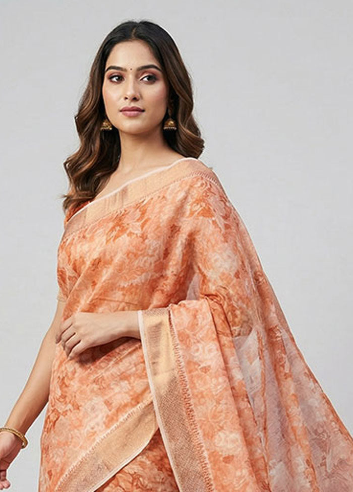 Pink Cotton Saree With Blouse Piece