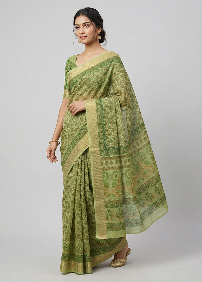 Yellow Cotton Saree With Blouse Piece