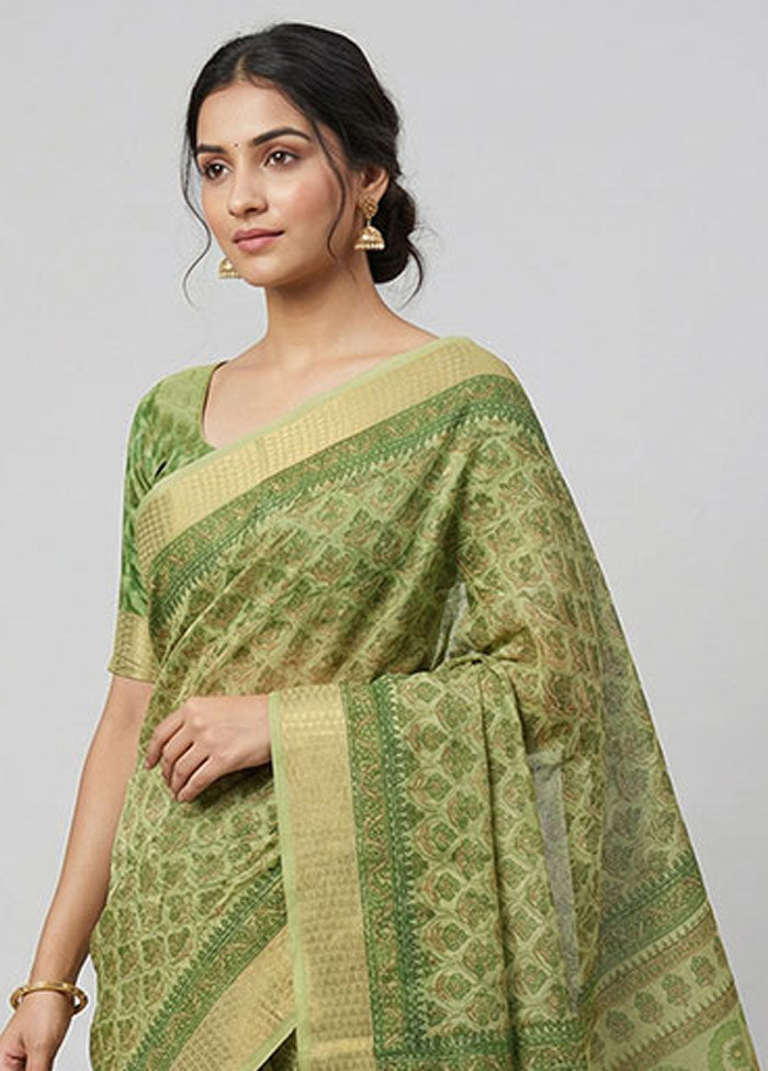Yellow Cotton Saree With Blouse Piece