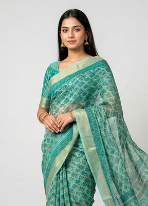 Blue Cotton Saree With Blouse Piece