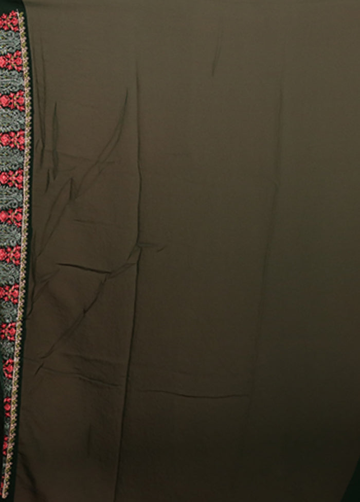 Green Handloom Chiffon Pure Silk Saree With Blouse Piece