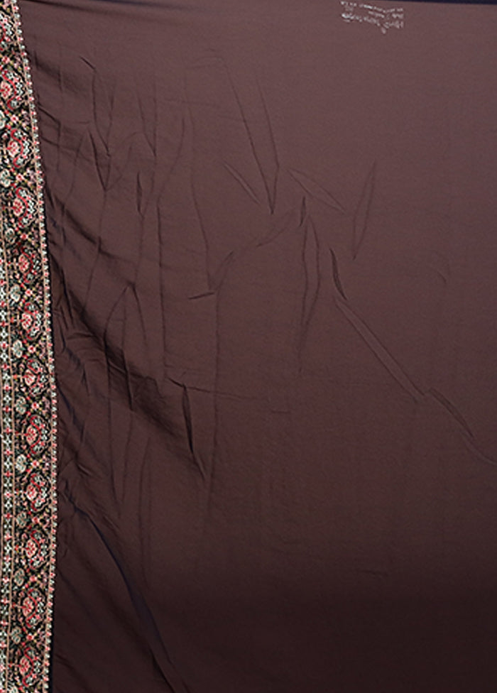 Blue Handloom Chiffon Pure Silk Saree With Blouse Piece