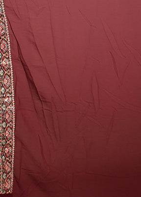 Maroon Handloom Chiffon Pure Silk Saree With Blouse Piece