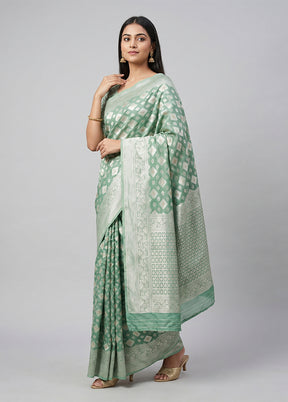 Green Dupion Silk Saree With Blouse Piece