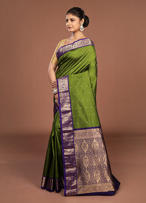 Green Kanjivaram Silk Saree With Blouse Piece