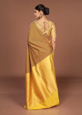 Yellow Kanjivaram Silk Saree With Blouse Piece