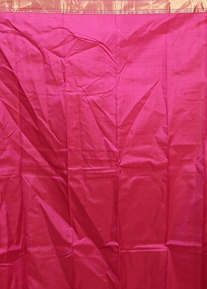 Purple Handloom Kanjivaram Pure Silk Saree With Blouse Piece