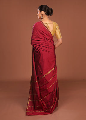 Purple Kanjivaram Silk Saree With Blouse Piece