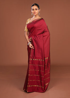 Purple Kanjivaram Silk Saree With Blouse Piece