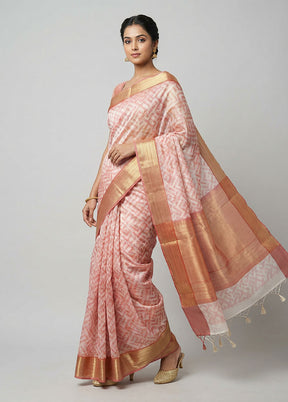 Cream Kora Silk Saree With Blouse Piece