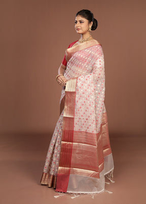 Cream Kora Silk Saree With Blouse Piece