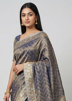 Blue Tissue Silk Saree With Blouse Piece