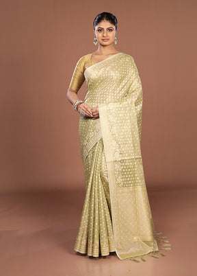 Cream Tissue Silk Saree With Blouse Piece