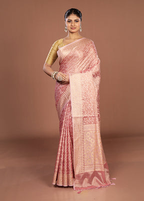 Pink Tissue Silk Saree With Blouse Piece