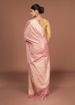 Pink Tissue Silk Saree With Blouse Piece