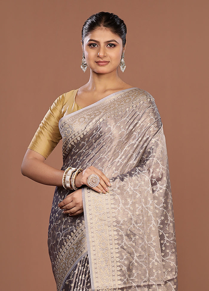 Purple Tissue Silk Saree With Blouse Piece