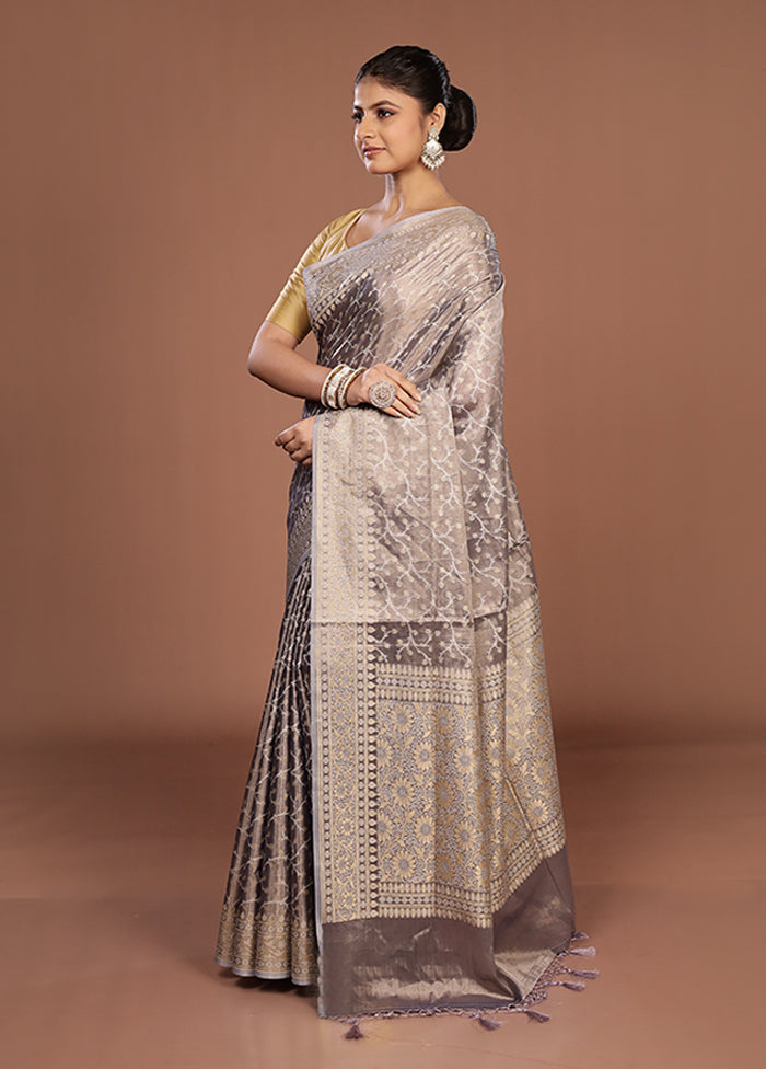 Purple Tissue Silk Saree With Blouse Piece