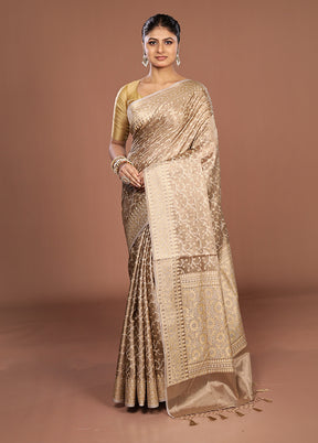 Cream Tissue Silk Saree With Blouse Piece