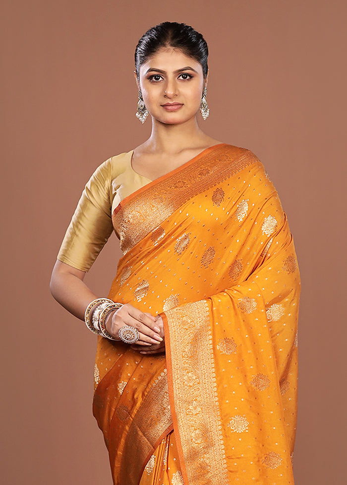 Yellow Georgette Saree With Blouse Piece