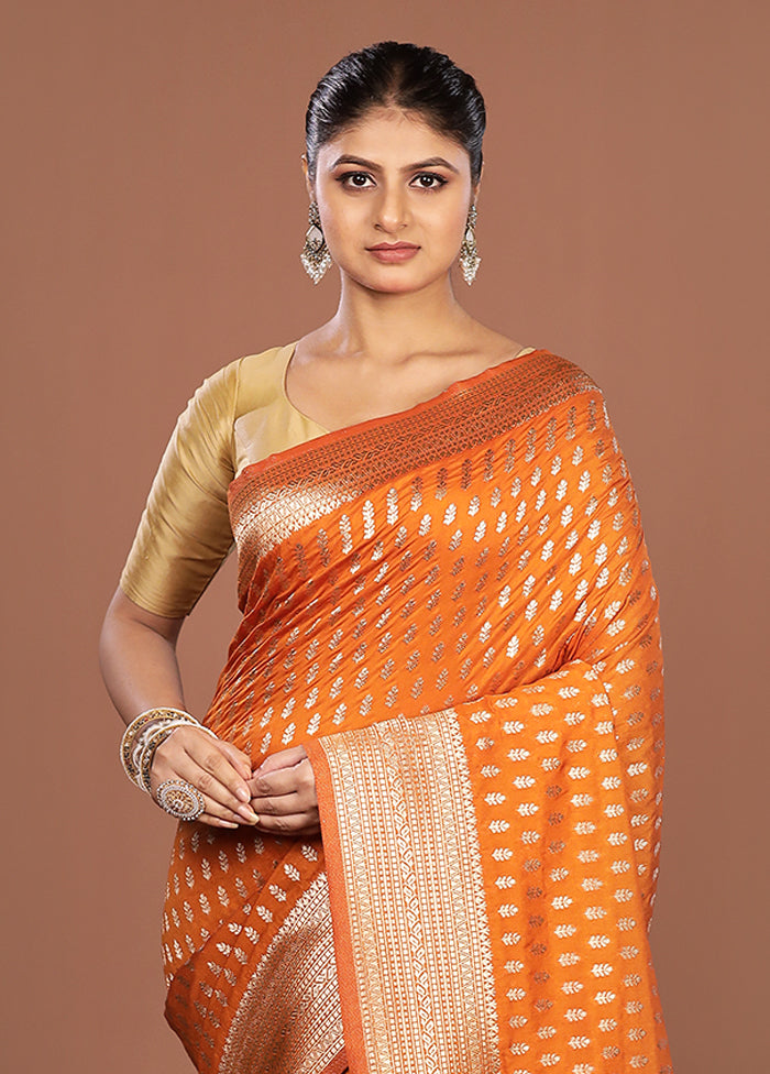 Orange Georgette Saree With Blouse Piece