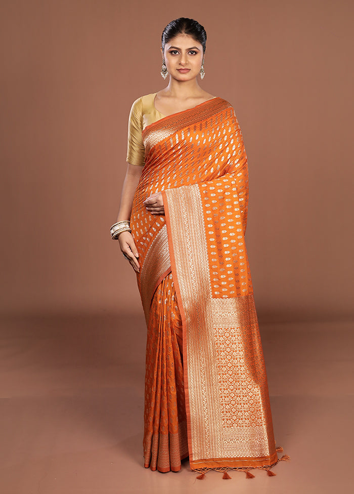 Orange Georgette Saree With Blouse Piece